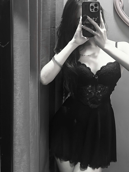 [KÈM QUẦN] S1801 Hinny Dress Đầm váy ngủ nữ có gọng kèm mút ren mềm Braletteshousevn