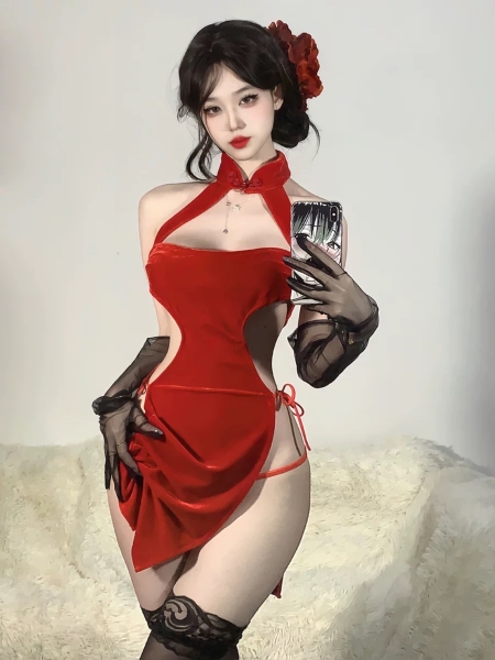 [TẶNG VỚ] Đầm váy ngủ nữ cosplay cô gái trung sườn xám cut out gợi cảm Lunar girl set S1602 Braletteshousevn