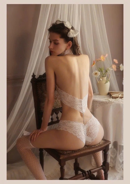 Bộ đồ ren 2 mảnh mặc được nhiều kiểu Chouchou Set S2595 kèm dây đai nối lấp lánh Bralettehousevn