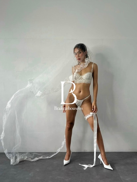 [TẶNG KÈM VÒNG ĐÙI] Set bralette áo lót nữ có gọng không mút Sharmaine Set S1127 Bralettehousevn