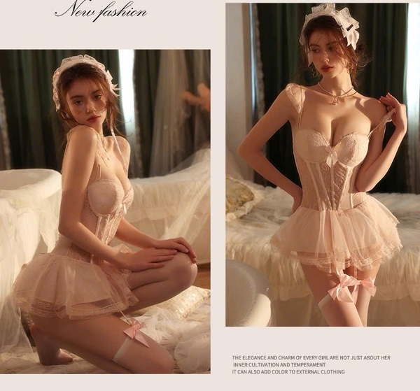 Đầm váy nữ 𝐒𝟐𝟎𝟕𝟒 𝐁𝐎𝐑𝐀 𝐂𝐎𝐑𝐒𝐄𝐓 phong cách balletcore dáng corset có xương định hình phối bèo thiên thần tiểu thư nữ tính Bralettehousevn