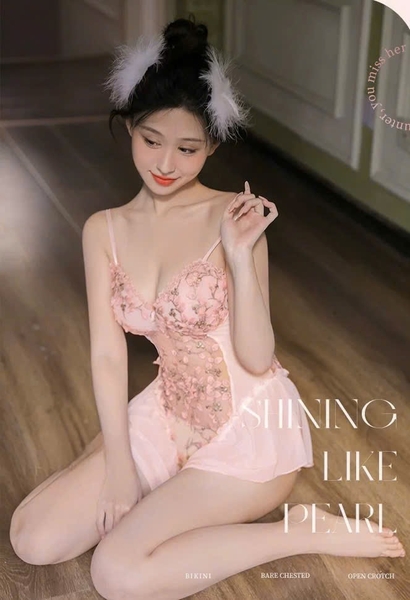 Bộ đồ liền thân ren Hasi Bodysuit S2560 thêu ren hoa kết hợp voan xoè nhẹ cut out nữ tính quyến rũ gợi cảm Bralettehousevn