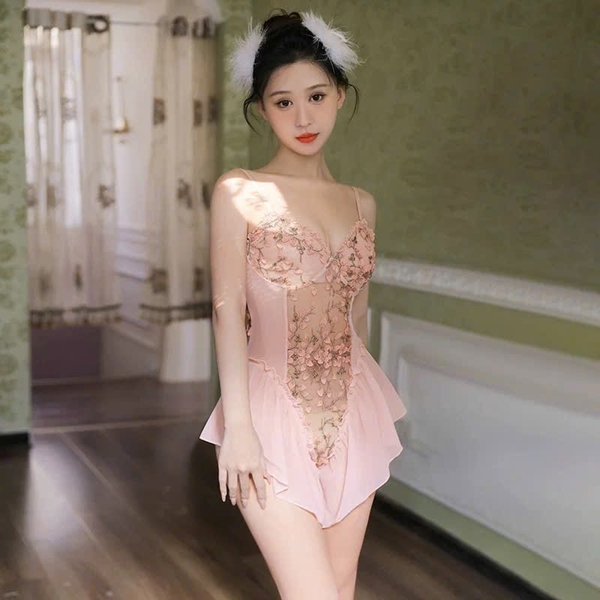 Bộ đồ liền thân ren Hasi Bodysuit S2560 thêu ren hoa kết hợp voan xoè nhẹ cut out nữ tính quyến rũ gợi cảm Bralettehousevn