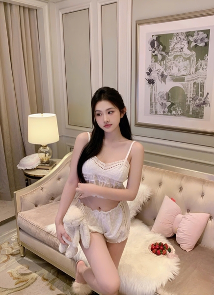 Bộ đồ ngủ 2 dây chất xô Niza Set S2279 tiểu thư cao cấp kèm quần short dáng bồng quyến rũ cho nữ Bralettehousevn