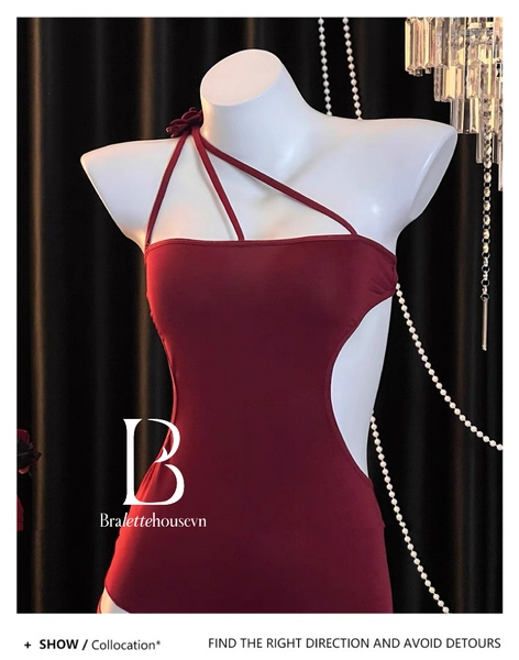 Bộ váy ôm kèm tất hoa hồng Lixi Set (kèm tất) siêu tôn dáng Bralettehousevn