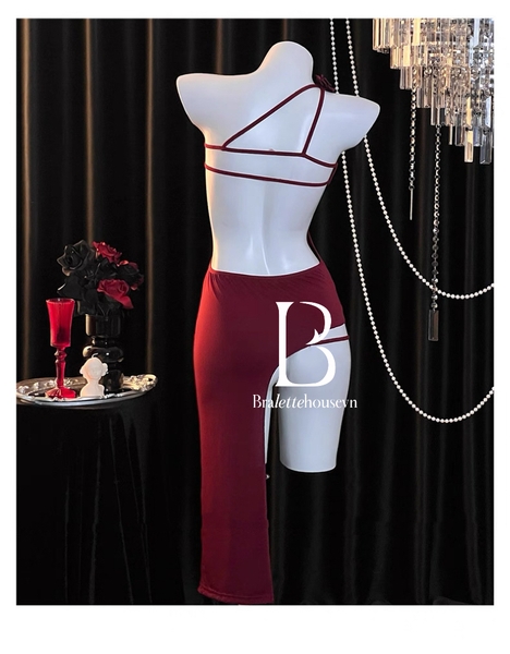 Bộ váy ôm kèm tất hoa hồng Lixi Set (kèm tất) siêu tôn dáng Bralettehousevn