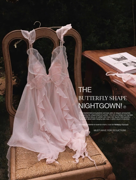 Đầm ngủ nữ satin phối ren voan cánh bướm Westy Dress S2284 cao cấp dáng xoè có mút bay bổng gợi cảm Bralettehousevn