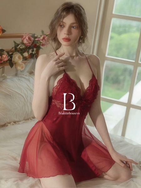 Đầm ngủ nữ satin cao cấp DESAJAR DRESS S2111 có mút đệm phối ren loại 1 quyến rũ gợi cảm Bralettehousevn