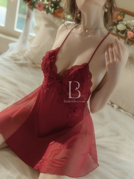 Đầm ngủ nữ satin cao cấp DESAJAR DRESS S2111 có mút đệm phối ren loại 1 quyến rũ gợi cảm Bralettehousevn