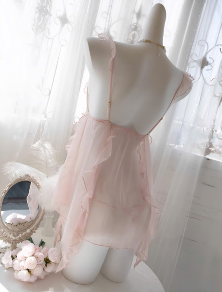 Đầm ngủ nữ satin phối ren voan cánh bướm Westy Dress S2284 cao cấp dáng xoè có mút bay bổng gợi cảm Bralettehousevn