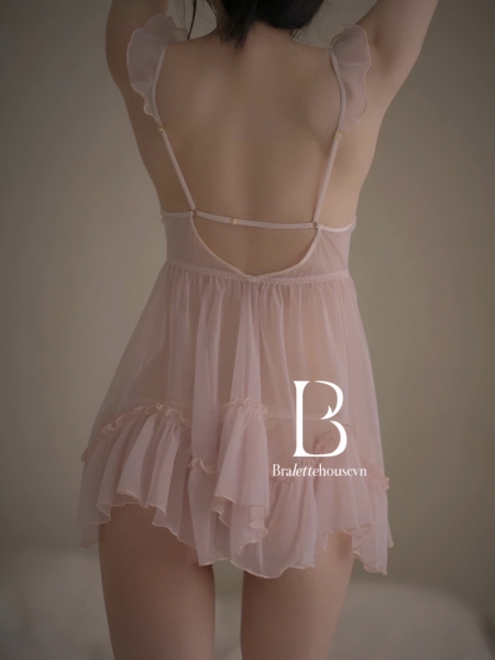 Đầm ngủ nữ voan cao cấp Tuberose Dress S2225 cánh tiên phối hoa dáng xoè loại 1 gợi cảm Bralettehousevn