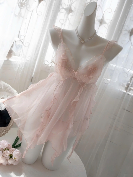 Đầm ngủ nữ satin phối ren voan cánh bướm Westy Dress S2284 cao cấp dáng xoè có mút bay bổng gợi cảm Bralettehousevn