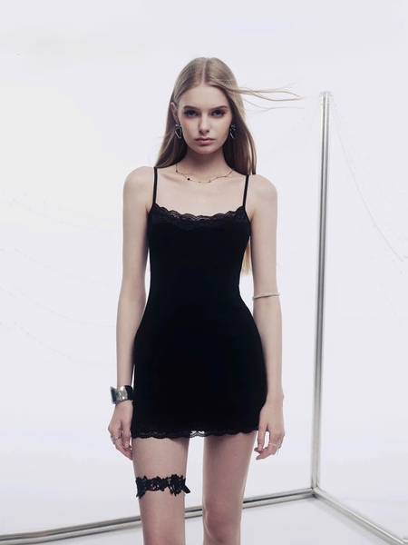 Đầm váy ngủ nữ cotton Modest Dress S2568 thấm hút thoải mái co giãn phối viền ren nữ tính ôm sát Bralettehousevn