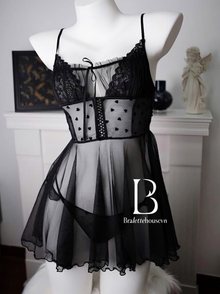 [NEW 2024] Đầm váy ngủ nữ cao cấp Becca Dress S2226 xuyên thấu dáng xoè Bralettehousevn
