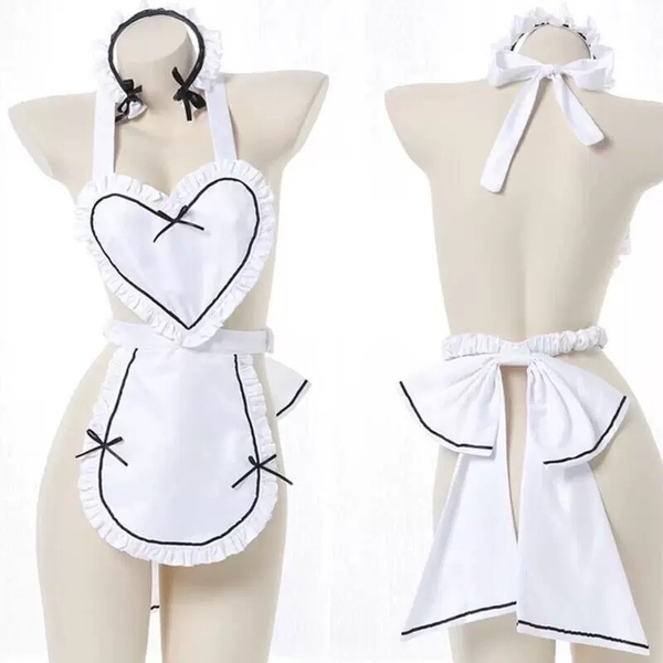 (Kèm cài) Set đồ Cosplay My Pleasure Maid Set tạp dề kèm cài có nơ sau Bralettehousevn