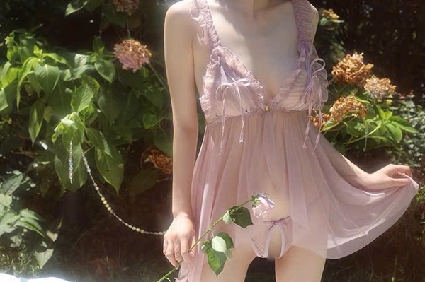 (CHE TÊN - HOẢ TỐC]  Váy đầm ngủ voan kèm quần S1682 Rubiwuu Dress cài trước xẻ tà Bralettehousevn