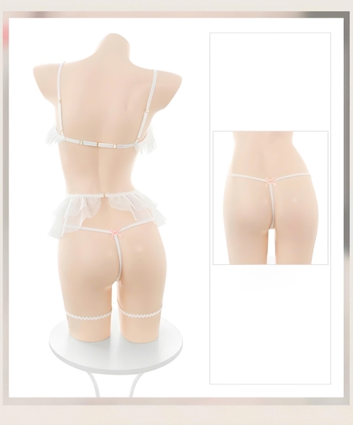 [KÈm cài] Set đồ lót nữ 3 món Nekoko Set S2227 gợi cảm voan cut out kèm đai Bralettehousevn