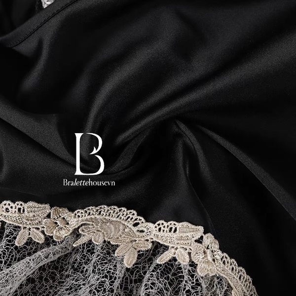 Bodysuit nữ chất satin phối ren Ikari bodysuit S1594 mịn mát ôm sát cơ thể quyến rũ Braletteshousevn