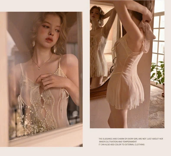 Váy ngủ voan cao cấp Bitter Dress S2600 cut out gợi cảm xuyên thấu trong suốt quyến rũ Bralettehousevn