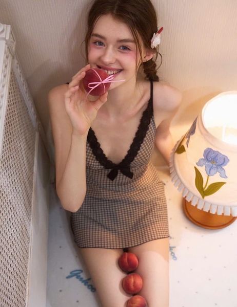 Váy ngủ voan caro Avalon Dress (kèm quần) S2601 tiểu thư nữ tính trẻ trung du lịch Bralettehousevn