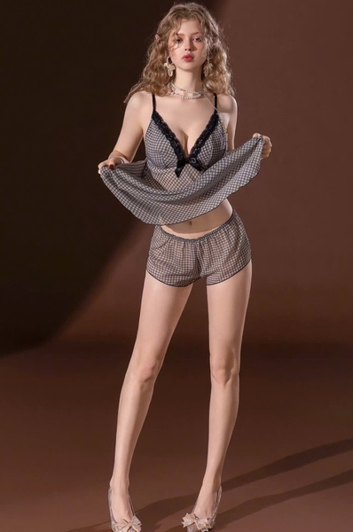 Váy ngủ voan caro Avalon Dress (kèm quần) S2601 tiểu thư nữ tính trẻ trung du lịch Bralettehousevn