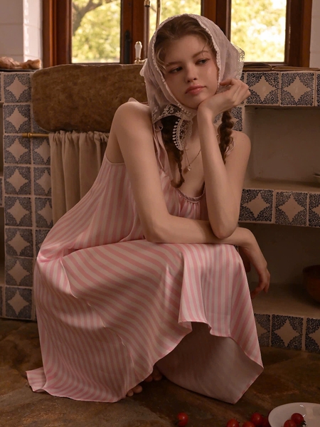 Váy ngủ satin cao cấp nữ Seli Dress S2561 mặc được 2 kiểu babydoll nữ tính thoải mái đính nơ cột dây Bralettehousevn