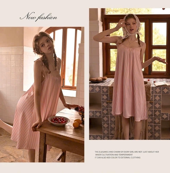 Váy ngủ satin cao cấp nữ Seli Dress S2561 mặc được 2 kiểu babydoll nữ tính thoải mái đính nơ cột dây Bralettehousevn