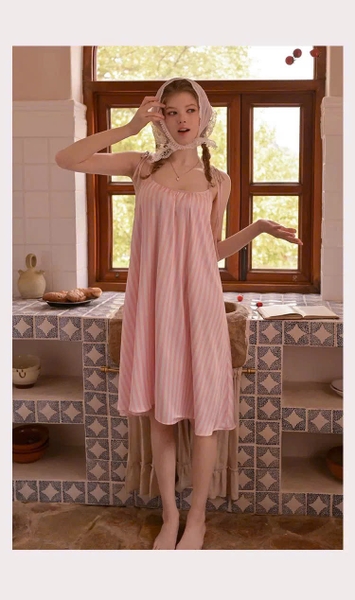 Váy ngủ satin cao cấp nữ Seli Dress S2561 mặc được 2 kiểu babydoll nữ tính thoải mái đính nơ cột dây Bralettehousevn