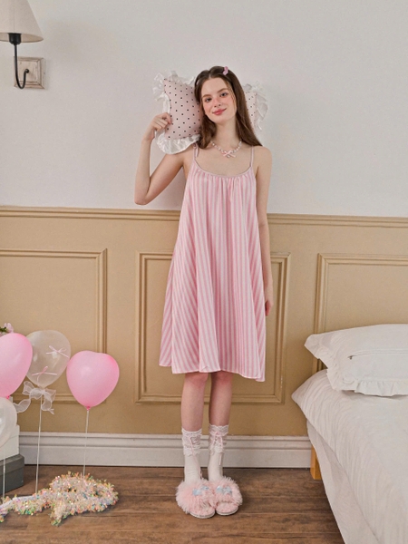 Váy ngủ satin cao cấp nữ Seli Dress S2561 mặc được 2 kiểu babydoll nữ tính thoải mái đính nơ cột dây Bralettehousevn