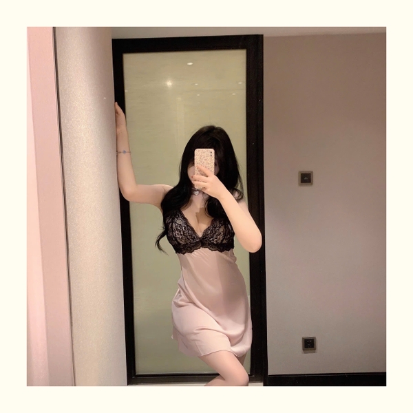 Đầm ngủ satin phối ren Pezy Dress S2367 cột dây tiểu thư ngọt ngào gợi cảm Bralettehousevn
