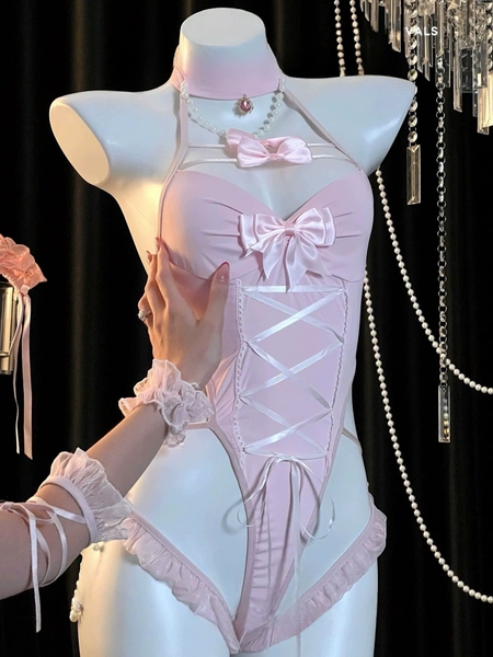 [TẶNG VỚ] Bộ đồ cosplay cao cấp Bambi Set tông hồng ngọt ngào S2606 nhiều phụ kiện cầu kỳ cài ngọc trai co giãn đáng yên gợi cảm Bralettehousevn