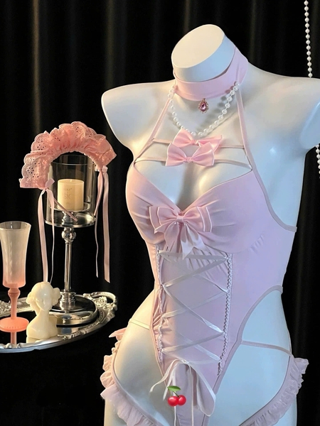[TẶNG VỚ] Bộ đồ cosplay cao cấp Bambi Set tông hồng ngọt ngào S2606 nhiều phụ kiện cầu kỳ cài ngọc trai co giãn đáng yên gợi cảm Bralettehousevn