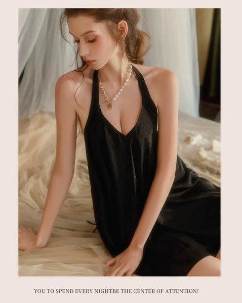 Đầm váy ngủ nữ satin cao cấp Katy Dress S2614 form suông cổ tim thoải mái có chun nữ tính đơn giản cao cấp Bralettehousevn