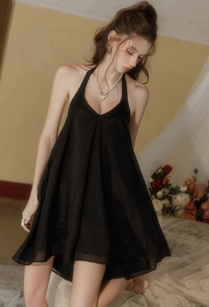 Đầm váy ngủ nữ satin cao cấp Katy Dress S2614 form suông cổ tim thoải mái có chun nữ tính đơn giản cao cấp Bralettehousevn