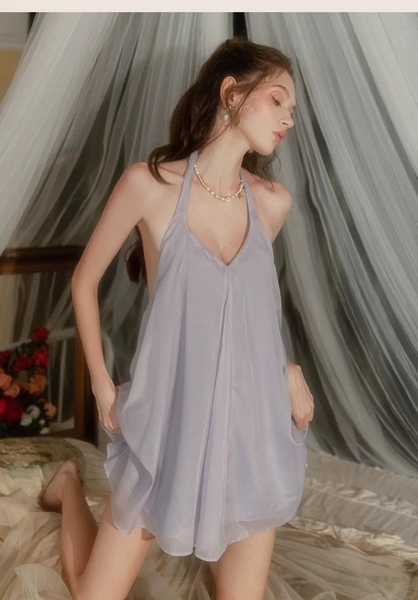 Đầm váy ngủ nữ satin cao cấp Katy Dress S2614 form suông cổ tim thoải mái có chun nữ tính đơn giản cao cấp Bralettehousevn