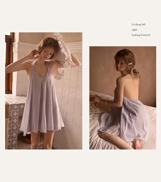 Đầm váy ngủ nữ satin cao cấp Katy Dress S2614 form suông cổ tim thoải mái có chun nữ tính đơn giản cao cấp Bralettehousevn