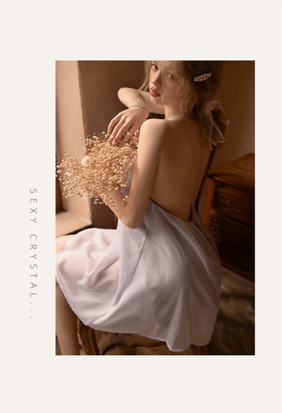 Đầm váy ngủ nữ satin cao cấp Katy Dress S2614 form suông cổ tim thoải mái có chun nữ tính đơn giản cao cấp Bralettehousevn