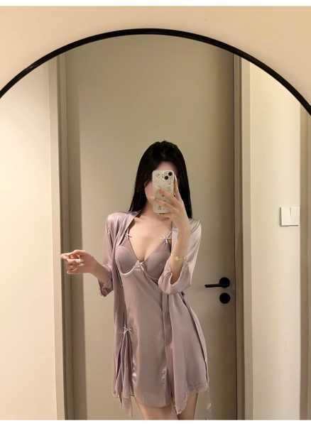 [CÓ MÚT ĐỆM] Đầm váy ngủ satin nữ Krixi Dress S2451 có gọng form xoè tiểu thư gợi cảm Bralettehousevn