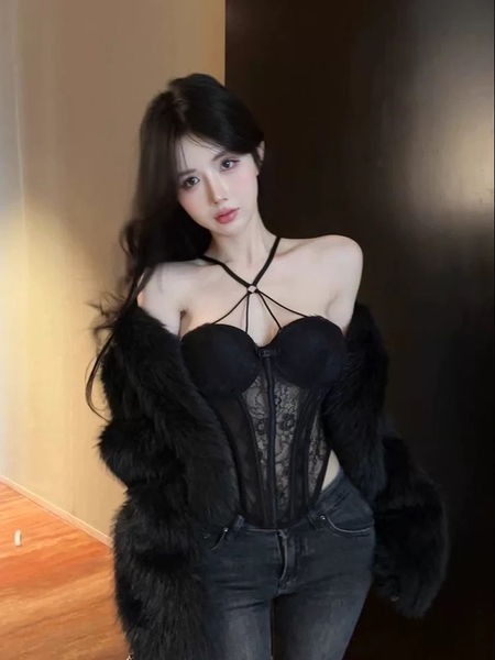 HOT HIT Lisa Corset S2574 kèm quần nữ tính quyến rũ điểm nhấn dây trước ngực siêu tôn dáng Bralettehousevn