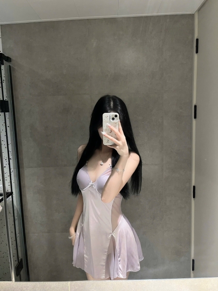 [CÓ MÚT ĐỆM] Đầm váy ngủ satin nữ Krixi Dress S2451 có gọng form xoè tiểu thư gợi cảm Bralettehousevn