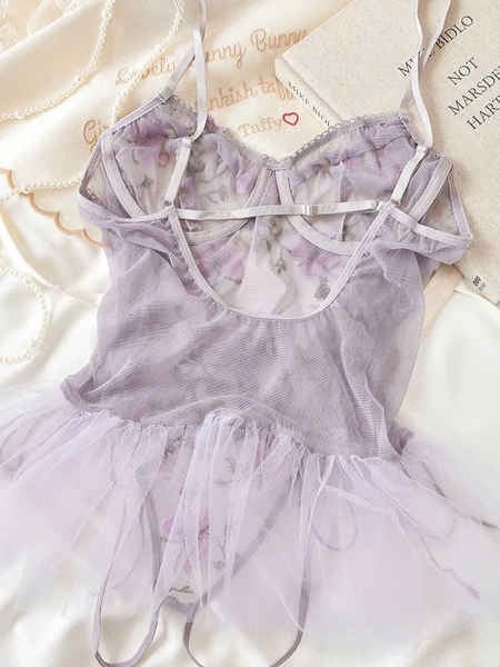 Bộ đồ liền thân phối voan xoè Balerina Bodysuit S2552 phối hoa ren nữ tính dịu dàng gợi cảm Bralettehousevn