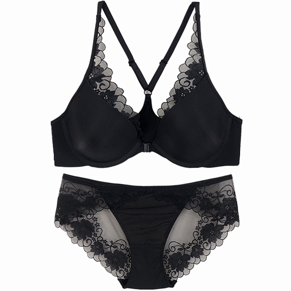 Set đồ lót cài trước Cushy Set S2373 có gọng mút mỏng ren dây leo nữ tính gợi cảm cao cấp Bralettehousevn