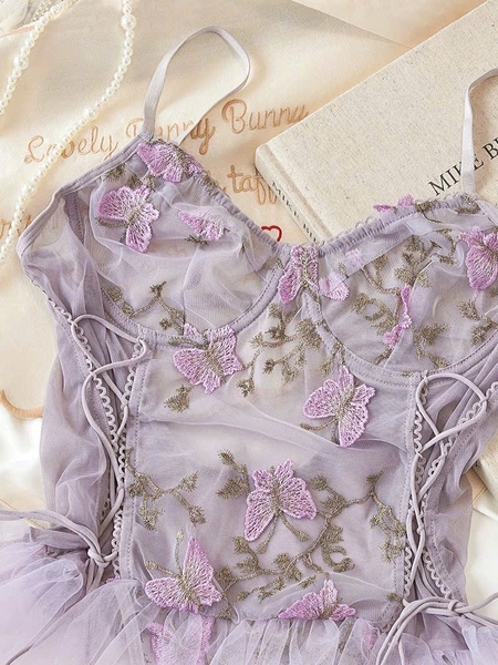 Bộ đồ liền thân phối voan xoè Balerina Bodysuit S2552 phối hoa ren nữ tính dịu dàng gợi cảm Bralettehousevn