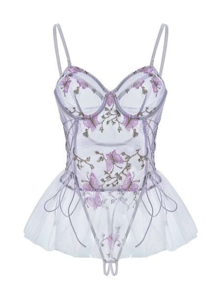 Bộ đồ liền thân phối voan xoè Balerina Bodysuit S2552 phối hoa ren nữ tính dịu dàng gợi cảm Bralettehousevn