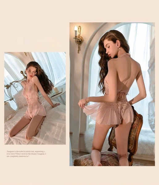 Bộ đồ liền thân ren Jime Bodysuit S2573 xẻ đáy kết hợp voan xoè nhẹ cut out nữ tính quyến rũ gợi cảm Bralettehousevn