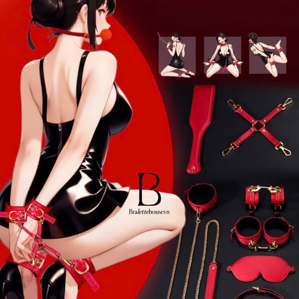 [18++] Bộ phụ kiện tình yêu cao cấp kèm bao da Trick Me Set siêu xịn sò 8 món Bralettehousevn