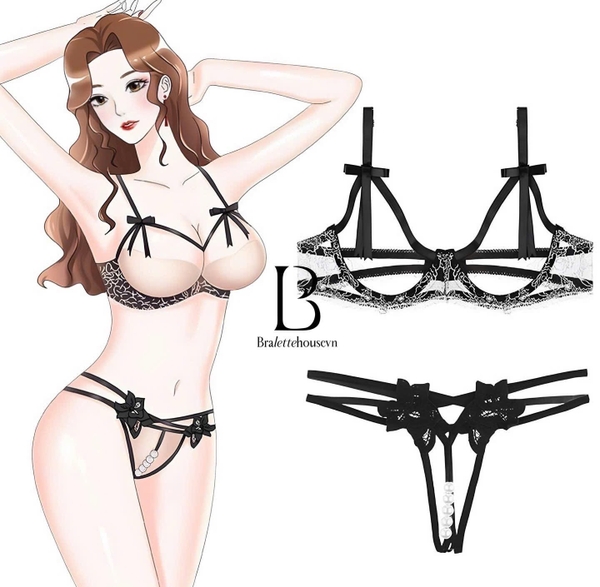 Set đồ lót có gọng khoét Bralette Lavie Set gợi cảm táo bạo quần xẻ đáy Bralettehousevn
