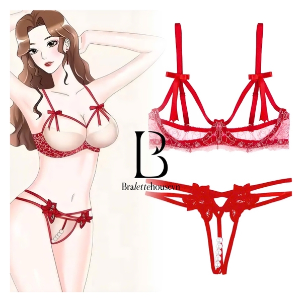 Set đồ lót có gọng khoét Bralette Lavie Set gợi cảm táo bạo quần xẻ đáy Bralettehousevn