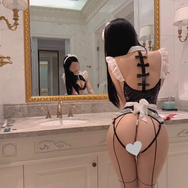 (Tặng phụ kiện) Bộ đồ cosplay hầu gái Weirdy Maid S2379 da PU kèm tạp dề kèm phối hạt gợi cảm quyến rũ Bralettehousevn