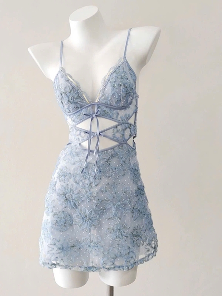 Đầm váy ngủ nữ cao cấp Teasing Dress S2450 chất hoa form xoè tiểu thư xinh xắn Bralettehousevn